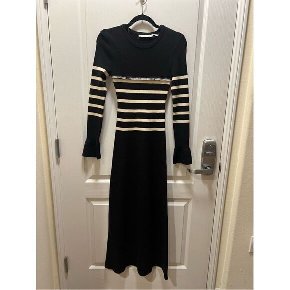 MON RENN RHYTHM STRIPE KNIT DRESS - White/Black STRIPE size S NWT$219 - Picture 5 of 8